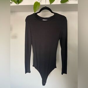 Elodie Women’s Ribbed Long Sleeve Black Bodysuit